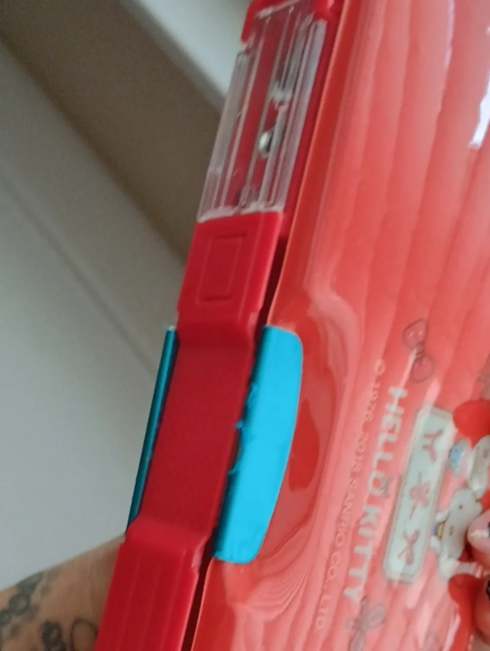 Hello Kitty Red Pencil Case with Blue Accent and Cute Character Art